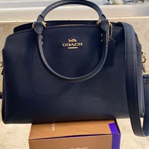 Coach Navy Carryall Satchel Purse. Very good condition!